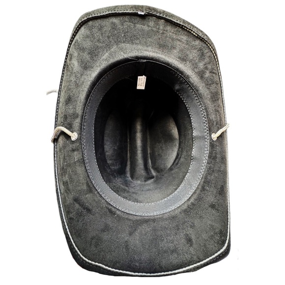 Black Rhinestone Lace Roped cowboy Brim Hat - Picture 11 of 13